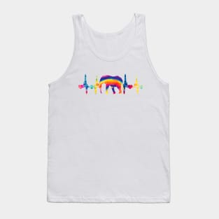 Colorful Elephant Safari Print Heartbeat Tie Dye Retro Lover Tank Top